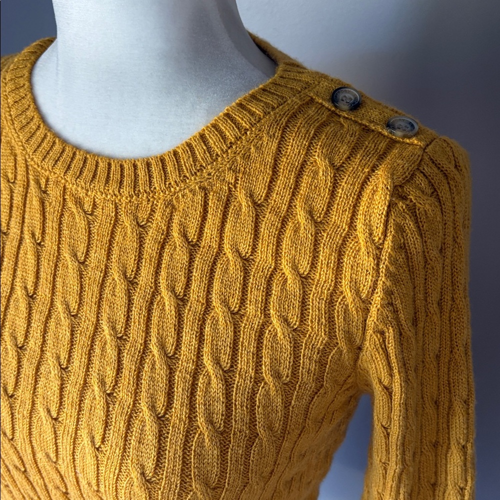 SUPERDRY Women’s Mustard Cable knit Crewneck Sweater - Picture 2 of 8